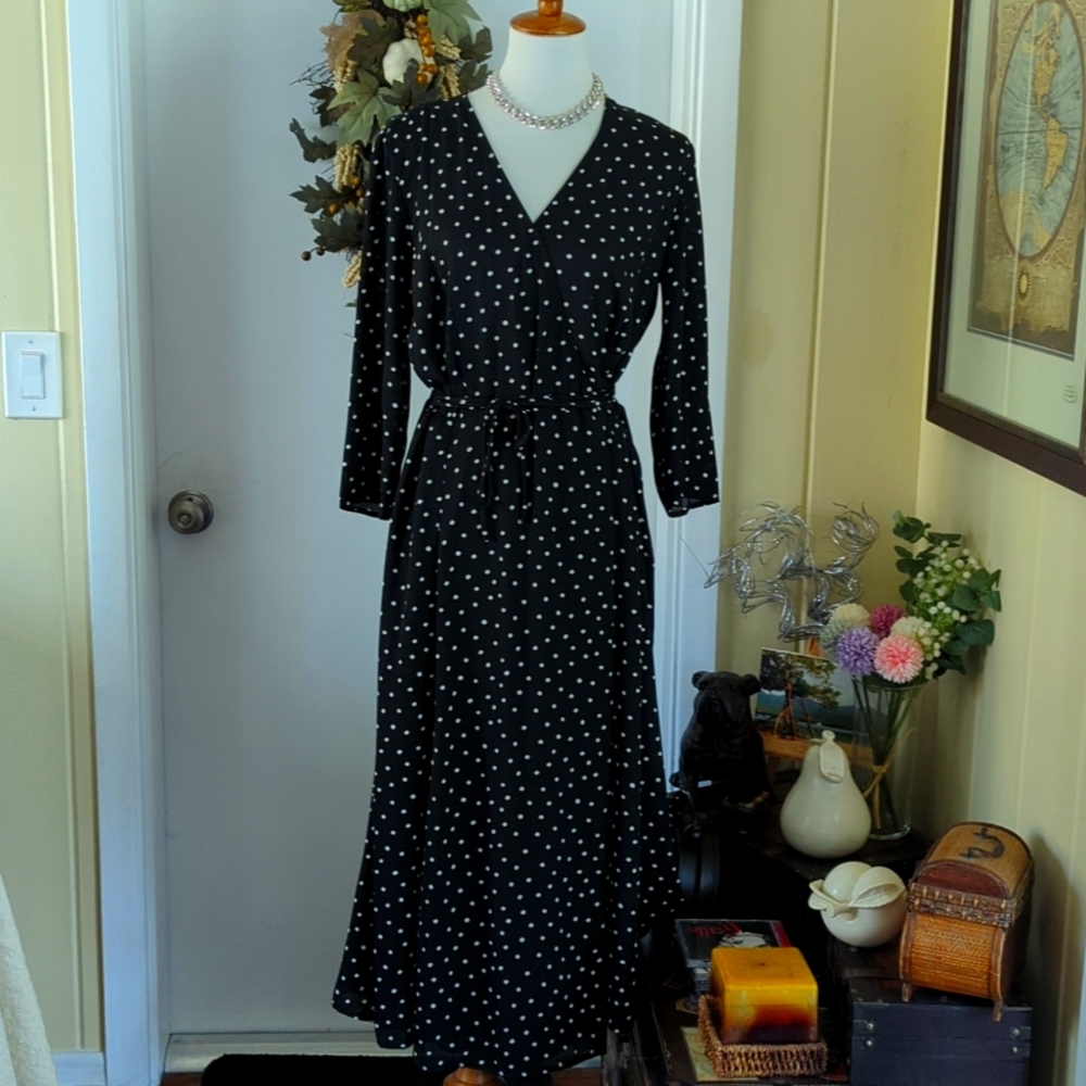 MNG SUIT black polka dots maxi dress